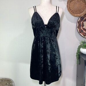 Black Crushed Velvet Lucky & Blessed Bodycon Mini Dress Size Large